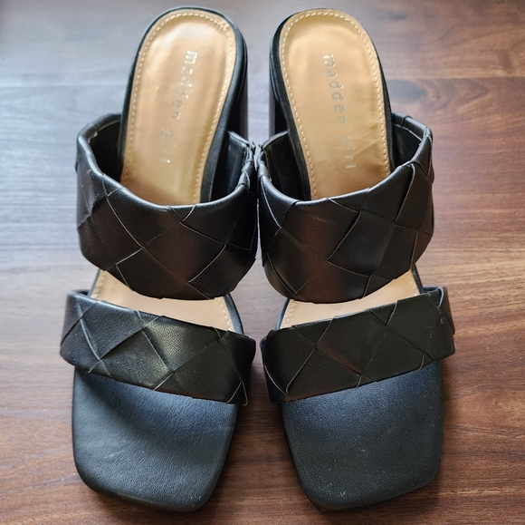 Madden Girl Darre Black Braided Block Heel Slides Sandals, Size 8 - Picture 8 of 8